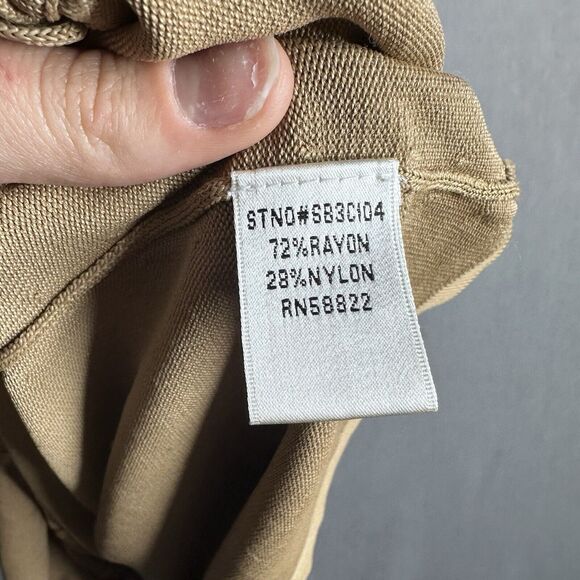 Max Studio Top Womens M Ruche Sleeve Knit Wheat Bell Sleeve Boho Flare Nylon - Picture 9 of 9